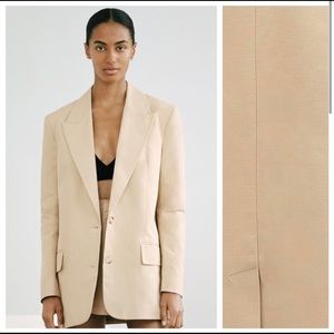 Zara Light Camel Linen/Blend Rustic OversizedBlazer